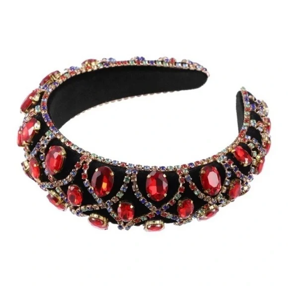 Ruby Red Large Crystal Headband - Picture 2 of 10